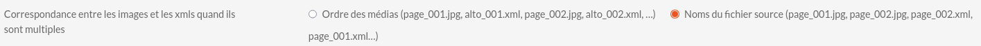 Sur cet exemple, les xml-alto ont tous été importés après les fichiers  la correspondance ne peut s’effectuer que sur leur nom.
